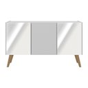 Ver imagem 5 de Rack Tv até 32 Polegadas 3 Portas Retrô com Espelhos Multimóveis Mp1078 Branco/natural