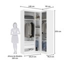 Ver imagem 4 de Guarda Roupa de Canto Alpes 4 Portas de Bater 2 Gavetas MDP Branco e Rosa Luciane Móveis