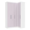 Ver imagem 6 de Guarda Roupa de Canto Alpes 4 Portas de Bater 2 Gavetas MDP Branco e Rosa Luciane Móveis