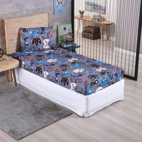 Jogo de Cama Lençol Solteiro Alegria 2 Peças Play Game - 100% Poliéster