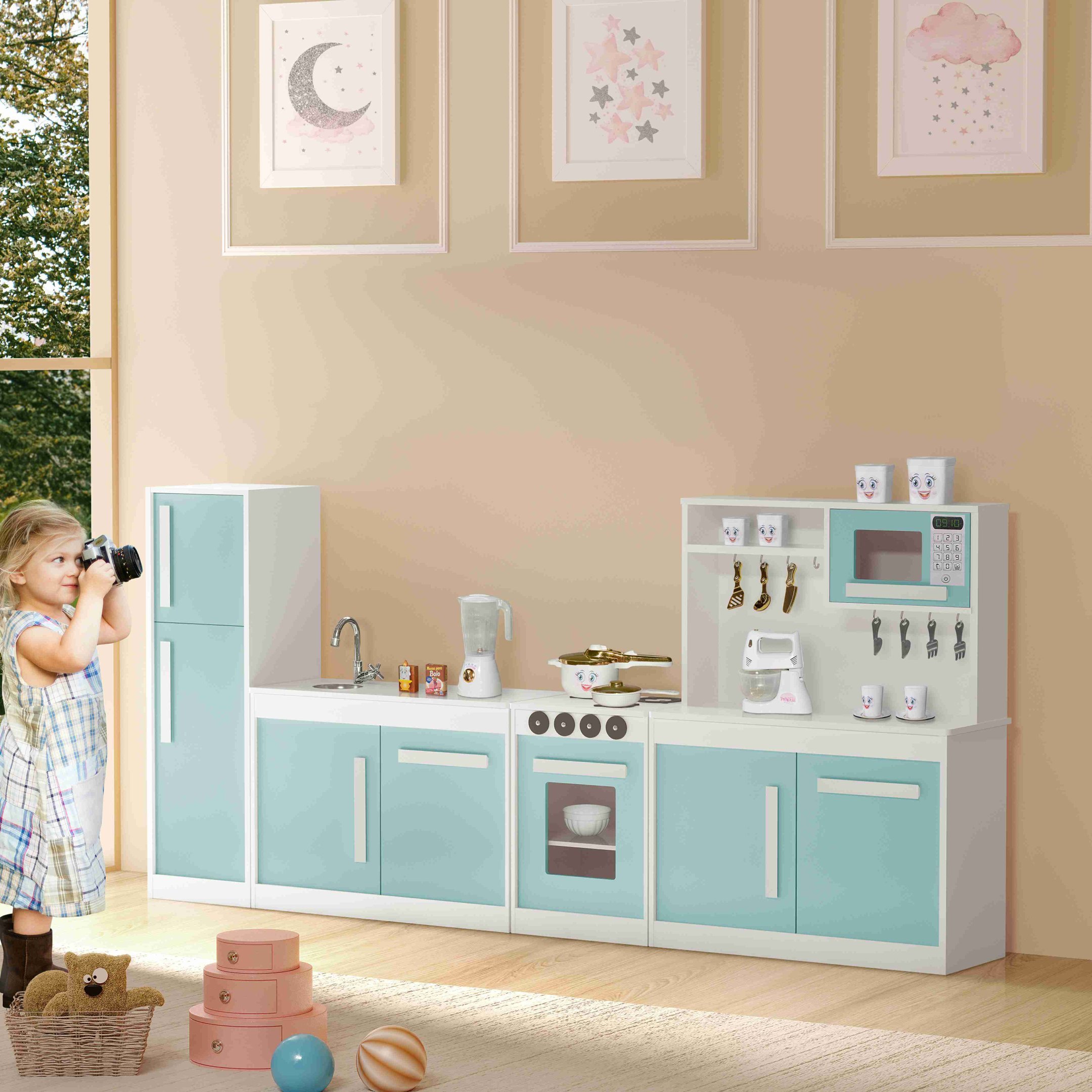 Cozinha Completa Para Crianças 100%MDF Menta Potente | MadeiraMadeira