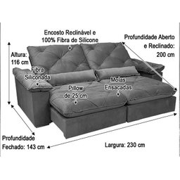 Sofá Retrátil Reclinável 2,30 M Marrom 320 Ibis Premium - 6 Sofá Retrátil Reclinável 2,30 M Marrom 320 Ibis Premium - 6