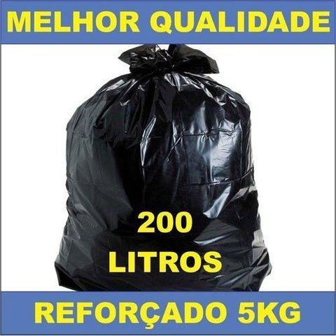 Saco Lixo Preto Reforçado 200 Litros Pct com 5 Kg +Ou- 30 Un