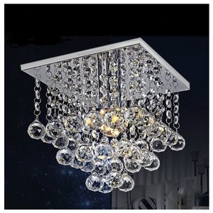 Lustre para Sala de Cristal Legítimo K9 Base Inox 30x30 Cm