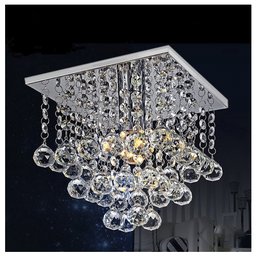 Lustre para Sala de Cristal Legítimo K9 Base Inox 30x30 Cm - 2
