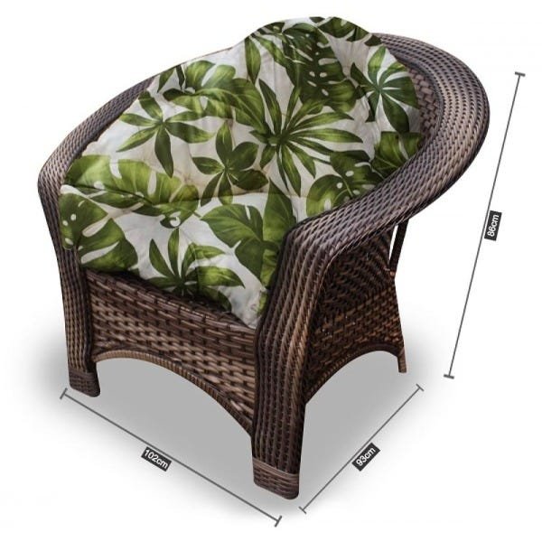 Conjunto de Poltronas Fibra Sintética Madagascar - 4 Poltronas + 1 Mesa Centro - Zimbros Verde - 2