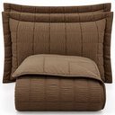 Ver imagem 2 de Kit Cobre Leito Linen Casal Micropercal 300 Fios Matelassê Colcha 3 Peças Efeito Creponado Chocolate