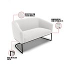 Ver imagem 4 de Sofá Namoradeira 2 Lugares Base Industrial Preto Stella Bouclê D03 - D'Rossi Off White