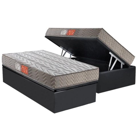 Conjunto Box Baú Solteiro: Colchão Espuma Paropas D45 Pasquale Gray + Base Crc Suede Gray (88x188)