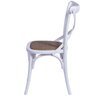 Cadeira Cross Verônica Lisa Com Assento Em Rattan E Base Madeira 126 - Bella Brasil Decor Branca - 3