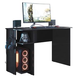 Conjunto Gamer Armário 2 Portas e Mesa para Computador 3875 Preto - Qmovi - 3