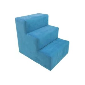 Escada Escadinha Pet Cachorro 3 Degraus Rampa Suede Grace:azul Turquesa