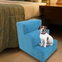 Ver imagem 2 de Escada Escadinha Pet Cachorro 3 Degraus Rampa Suede Grace:azul Turquesa