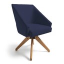 Ver imagem 2 de Kit 4 Poltronas Giratórias Alana Suede Azul Marinho Base de Madeira - Pallazio