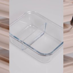 Marmita Hermética com Divisória 1L Pote de Vidro Borossilicato Tampa Capuccino Retangular UZ - 2