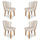Ver imagem 1 de Kit 4 Cadeiras de Jantar Pétala Estofada Pés Palito Veludo Bege - Montanaris Decor