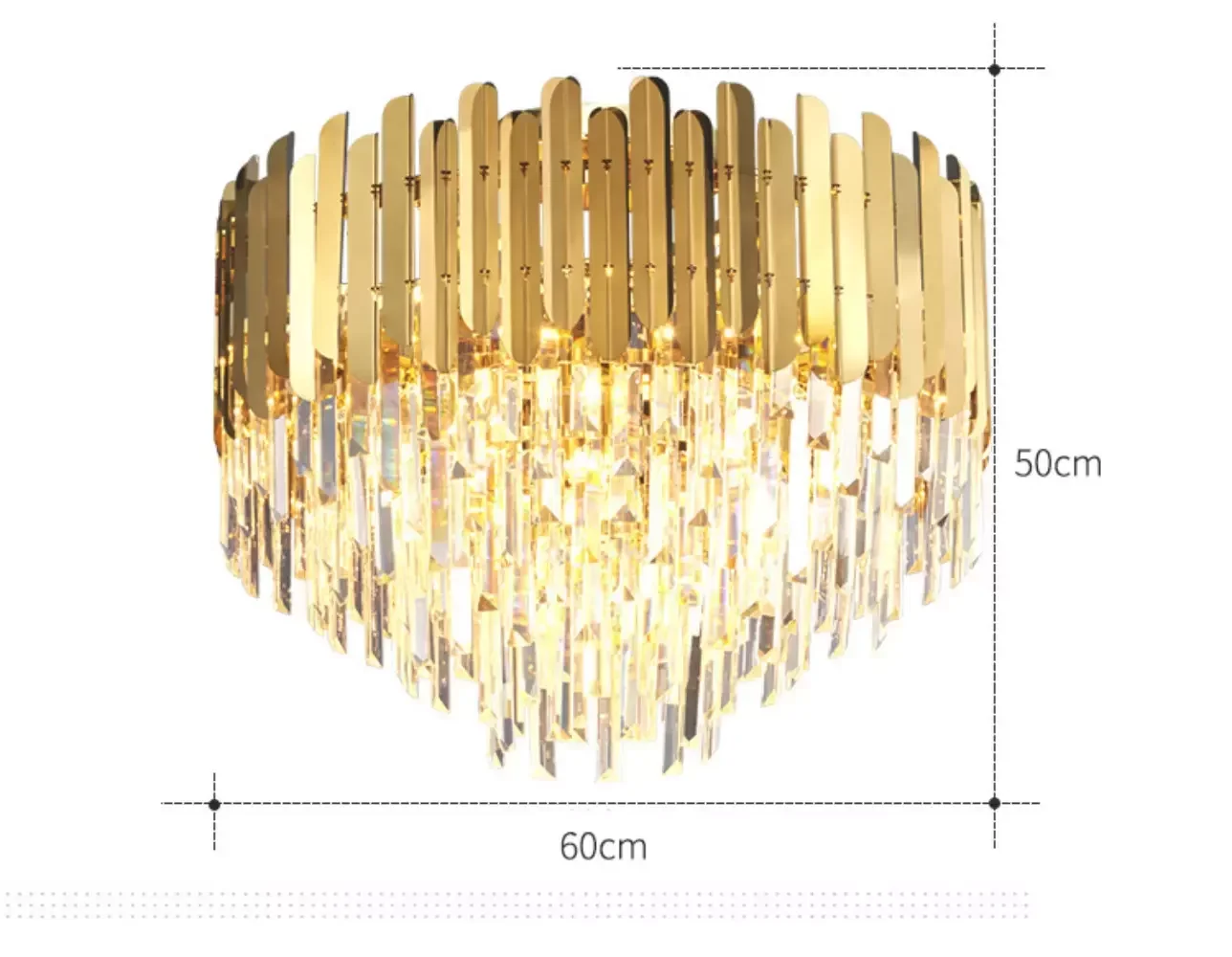 Pendente/Plafon Copenhagem Alumínio Dourado Cristais Transparentes 9 Lâmpadas E14 Tupiara - 2