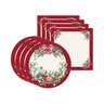Kit Sousplat + Guardanapo Natal Pássaro/bordô - 4 Peças - com Base - 1