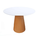 Ver imagem 1 de Mesa de Jantar Cone 124 cm Base Madeira Freijó Tampo Laca Branca Personal Moveis Design Mesa de Jant