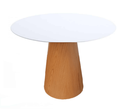 Ver imagem 1 de Mesa de Jantar Cone 124 cm Base Madeira Freijó Tampo Laca Branca Personal Moveis Design Mesa de Jant