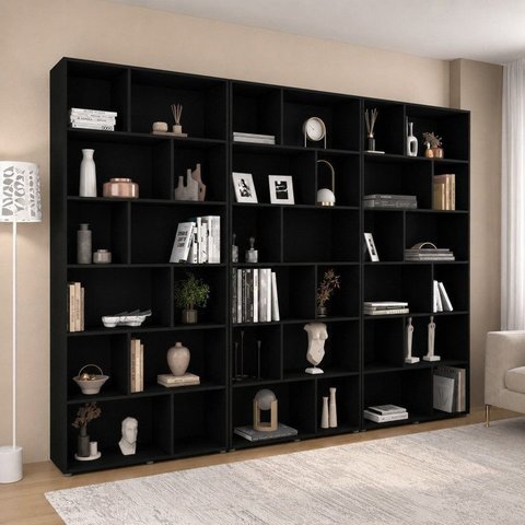 Kit 3 Estantes para Livros 204,2x180cm Xangai Preto