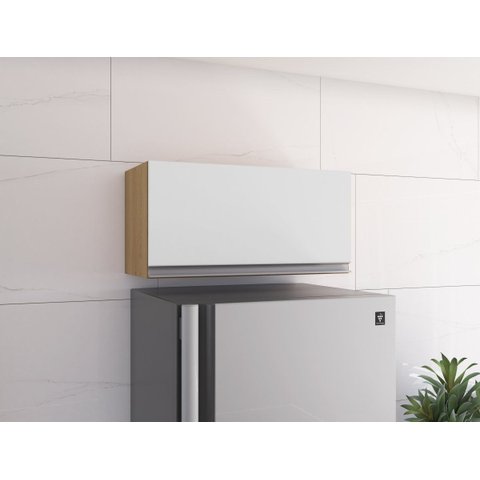 Armário Aéreo Geladeira Andréia 60cm 1 Porta AJL - Amêndoa Branco