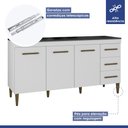 Ver imagem 7 de Cozinha Completa 12 Portas 3 Gavetas Atenas Kaiki Moveis Branco