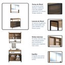Ver imagem 7 de Gabinete com Espelheira Banheiro 80cm 4 Portas e Toalheiro Cor:preto com Mel