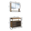 Ver imagem 3 de Gabinete com Espelheira Banheiro 80cm 4 Portas e Toalheiro Cor:preto com Mel