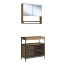 Ver imagem 2 de Gabinete com Espelheira Banheiro 80cm 4 Portas e Toalheiro Cor:preto com Mel
