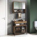 Ver imagem 1 de Gabinete com Espelheira Banheiro 80cm 4 Portas e Toalheiro Cor:preto com Mel