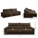 Ver imagem 3 de Sofá Retrátil e Reclinável 5 Lugares 300cm Veludo Antonella Adonai Estofados