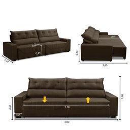 Sofá Retrátil e Reclinável 5 Lugares 300cm Veludo Antonella Adonai Estofados - 3