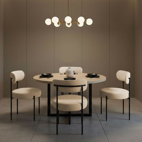 Cadeira Sala de Jantar Margara Kit 4 em Aço Preto Bouclê D03 - D'Rossi