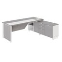 Ver imagem 2 de Escrivaninha Mesa Escritório Diretor em L 2,00 com Caixa de Tomadas e Armário Lateral 3 Gavetas 200C