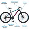 Bicicleta Aro 29 Spaceline Moon 21V Freio A Disco com Suspensão Preto Rosa e Azul - 17 - 3