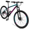 Bicicleta Aro 29 Spaceline Moon 21V Freio A Disco com Suspensão Preto Rosa e Azul - 17 - 2