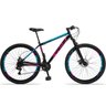 Bicicleta Aro 29 Spaceline Moon 21V Freio A Disco com Suspensão Preto Rosa e Azul - 17 - 1