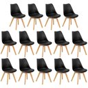 Ver imagem 1 de Conjunto 14 Cadeiras de Jantar Eames Wood Leda Design Estofada - Preto
