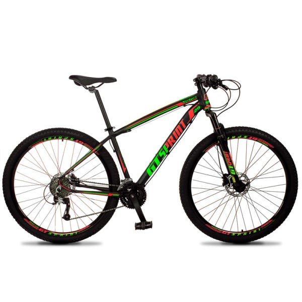 Bicicleta Aro 29 GT Sprint Volcon 27v Freio Hidráulico Preto Vermelho e Verde - 15 - 1