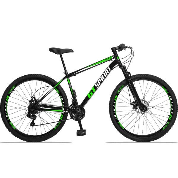 Bicicleta Aro 29 Gt Sprint Mx1 Aço 21V Freio A Disco com Suspensão Preto e Verde - 19 - 1