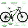 Bicicleta Aro 29 Gt Sprint Mx1 Aço 21V Freio A Disco com Suspensão Preto e Verde - 19 - 3