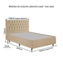 Ver imagem 4 de Kit Cama Box Casal e Cabeceira em Madeira Maciça Estofada Espresso Móveis Bege/Veludo
