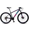Bicicleta Aro 29 GT Sprint Volcon 27v Freio Hidráulico Preto Rosa e Azul - 17 - 1