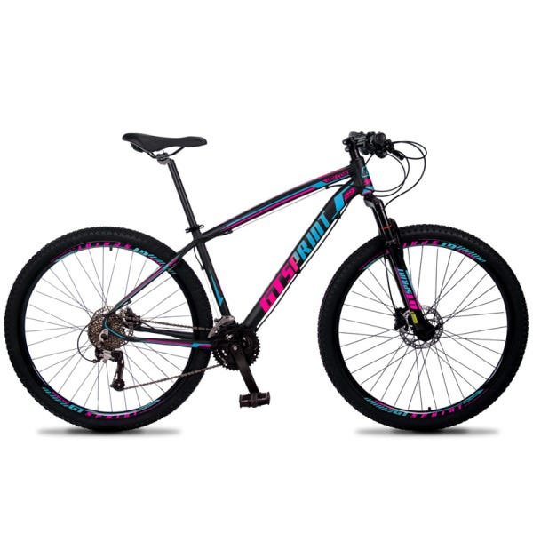Bicicleta Aro 29 GT Sprint Volcon 27v Freio Hidráulico Preto Rosa e Azul - 19 - 1