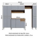 Ver imagem 4 de Armário de Cozinha Completa 261cm Rustic/Cinza Emilly Hit Madesa