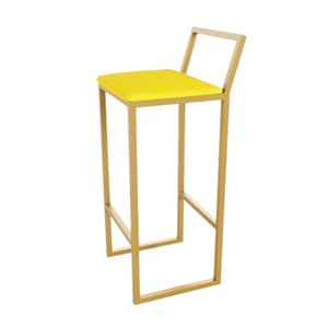 Banqueta Alta Balcão Bistrô Dourada Confort Industrial Premium Estofado Don Castro Decor