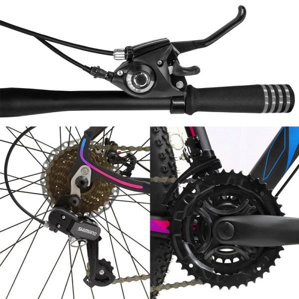 Bicicleta Aro 29 Dropp Z3 21v Câmbio Shimano Freio a Disco Preto Rosa e Azul - 19 - 3