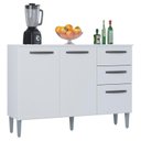Ver imagem 1 de Balcão 507 3 Portas e 2 Gavetas com Tampo Branco - Poquema