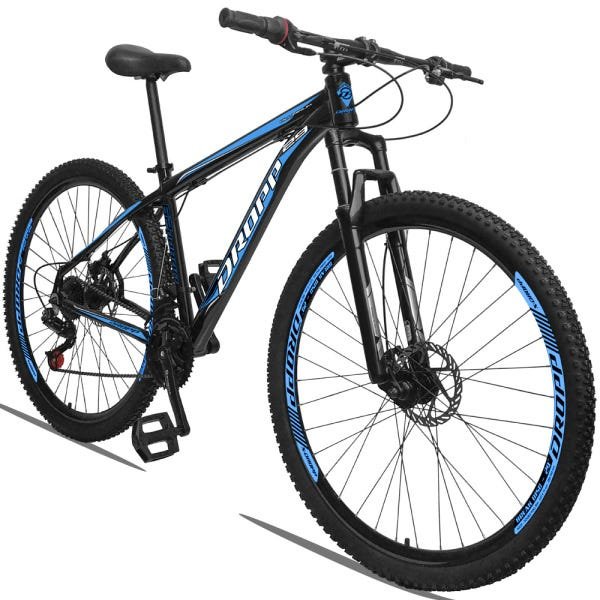 Bicicleta Aro 29 Dropp Aluminum 21v Freio a Disco Preto e Azul - 19 - 2